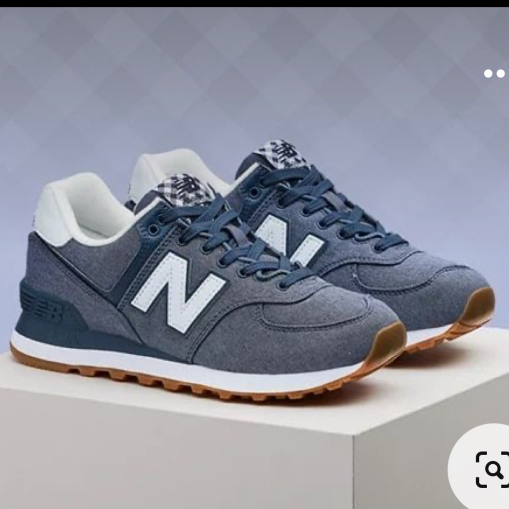 New Balance 574 Vintage Indigo Gingham